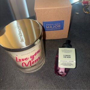 Bath&Body Works Love You Mom Rose Single-Wick Candle & Flower For Mom Wallflower